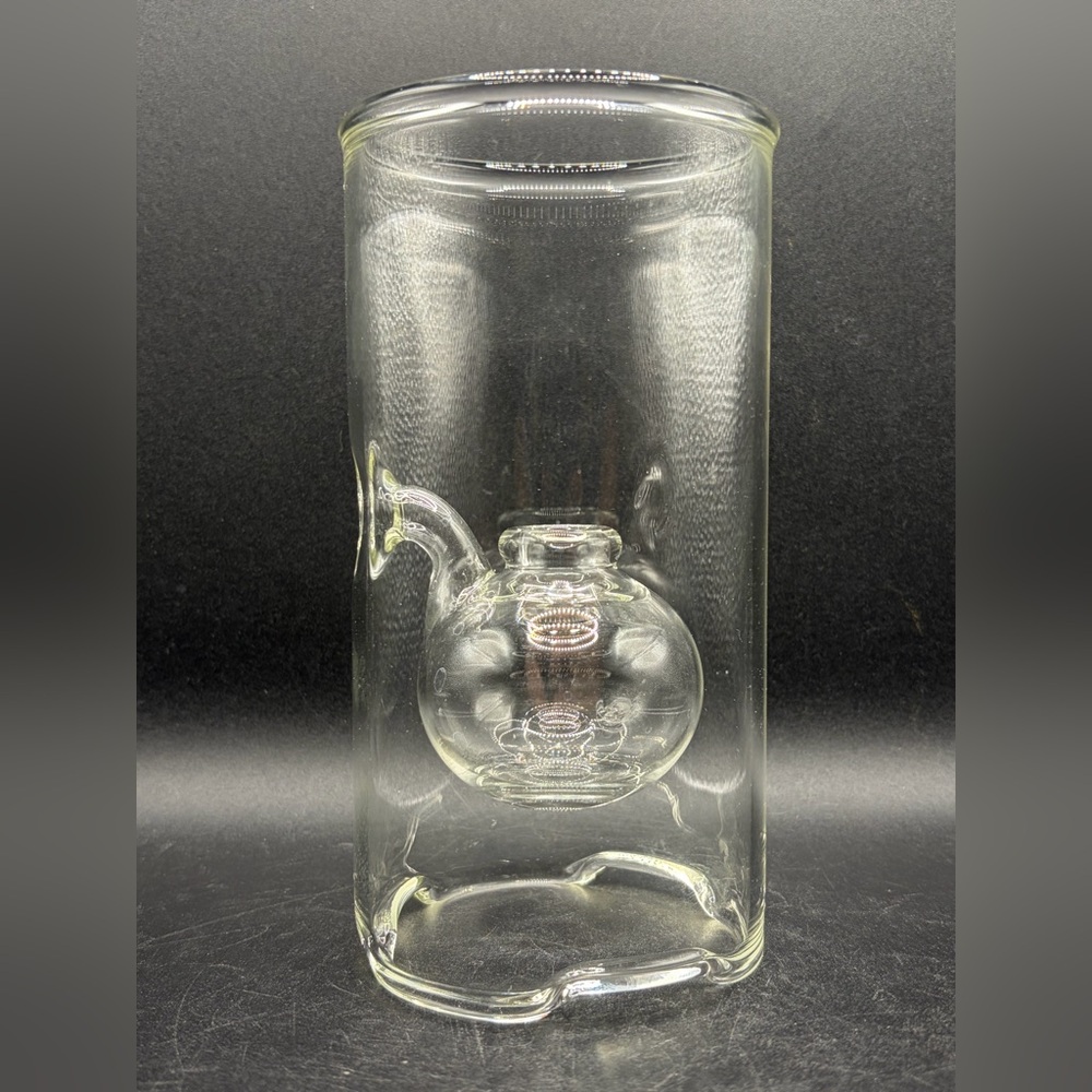 Vintage Wolfard Handblown Cylinder Floating Bubble Ball Clear Glass Oil Lamp